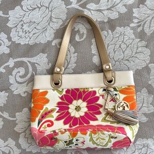 Spartina 449 Carson Cottage Pink and Orange Floral Shoulder Bag.